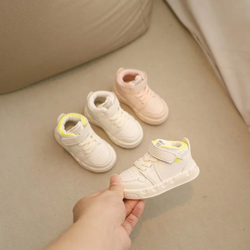 

Spring and Autumn Baby Shoes 1-4 Years Old Boys High-Upper Board First Walkers Girls Soft-soled First Walkers Kids First Walkers
