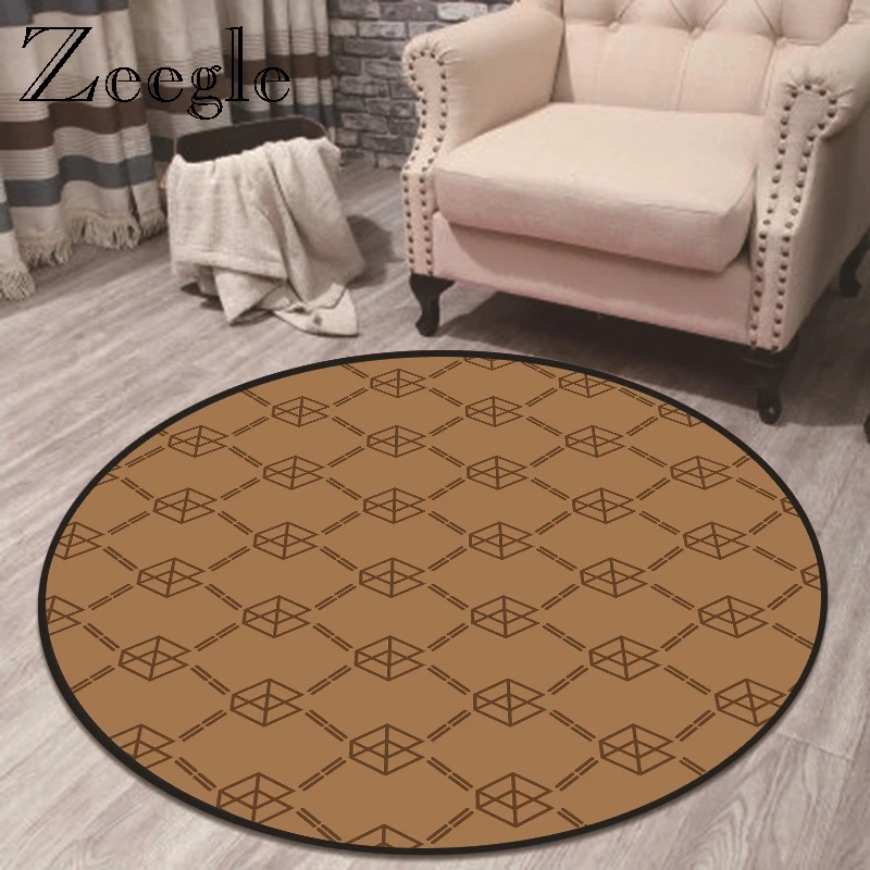 Black Cartoon Style Round Carpets for Living Room Kids Bedroom Rugs And Carpets Home Decor Floor Mat Study Coffee Table Area Rug