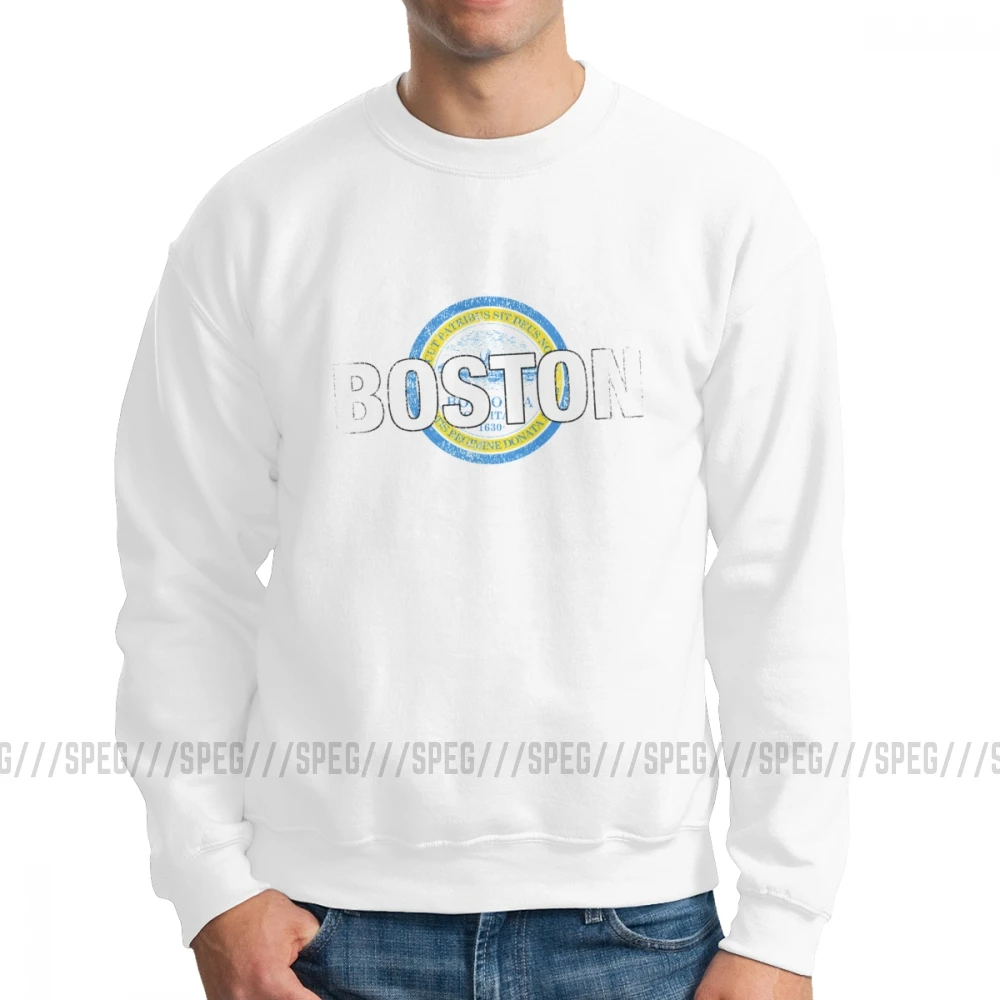 Have No Fear, Boston Is Here, мужские толстовки, винтажный свитер из чистого хлопка с круглым вырезом, Зимний пуловер, одежда - Цвет: Белый