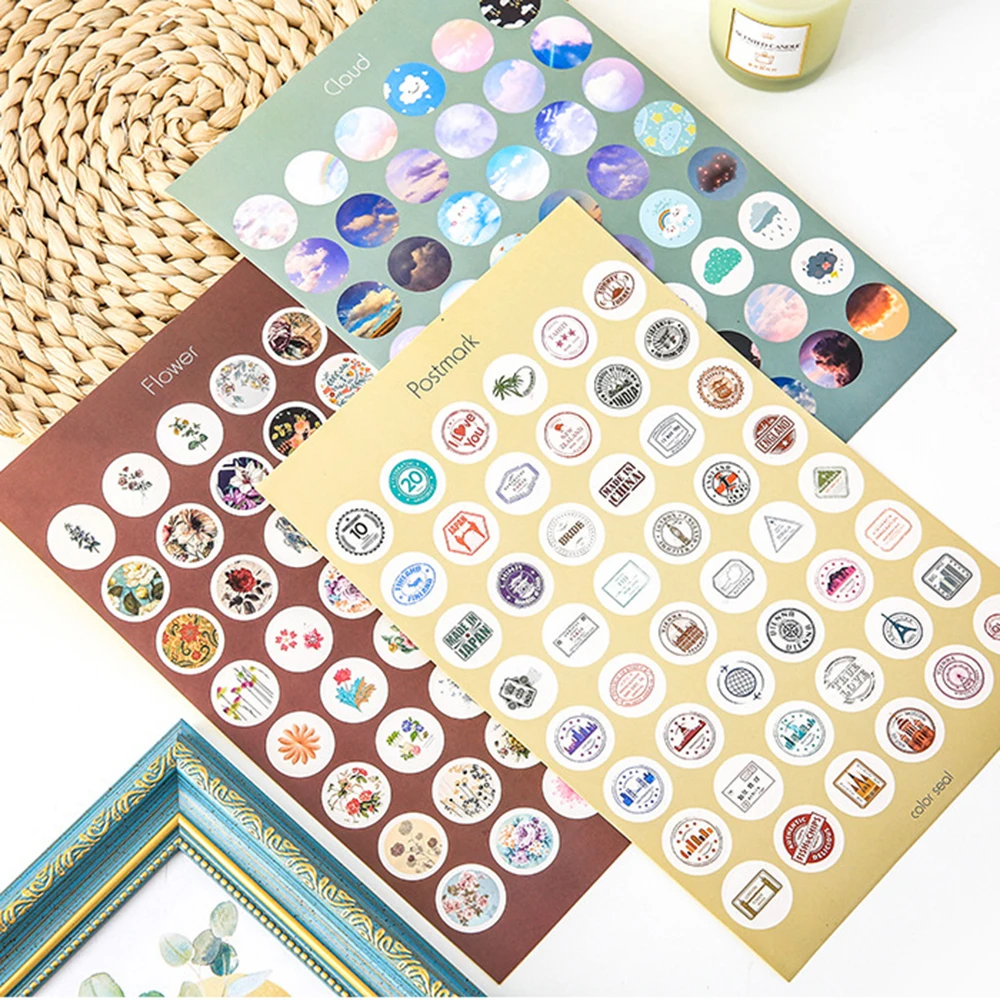 120pcs Dot Morandi Earth Color Scrapbook Album Photo Wall Journal Project Making Happy Card Decoration Sealing Stickers