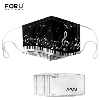 

FORUDESIGNS Music Note Design PM2.5 Anti-dust Mouth Mask with 7pcs Filter Piano Guitar Print Reusable Face Mask for Adult Kids