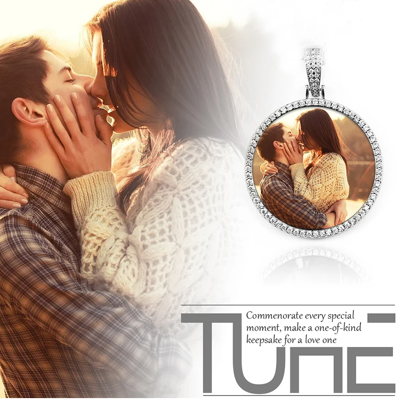 유니섹스 라운드 메모리 메달리온 펜던트 사용자 정의 사진, 남성 힙합 쥬얼리