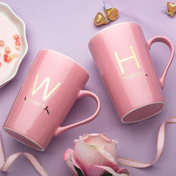 

Custom Modern Ceramic Coffee Cup Creative Luxury Office Personalised Coffee Mug Latte Pink Simple Hot Chocolate Mugs New MM50MK