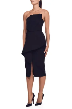 

Celebrity Evening Party Bodycon Dress Women Black Sleeveless Strapless Side Spliting Evening Party NightClub Dress Sexy Vestido