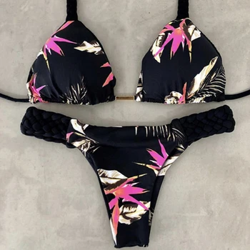 

2019 Hot Sexy print Bikini Swimwear Women Swimsuit Biquini Strappy Push Up Bikinis Set Low Waist Bathing Suit Maillot De Bain