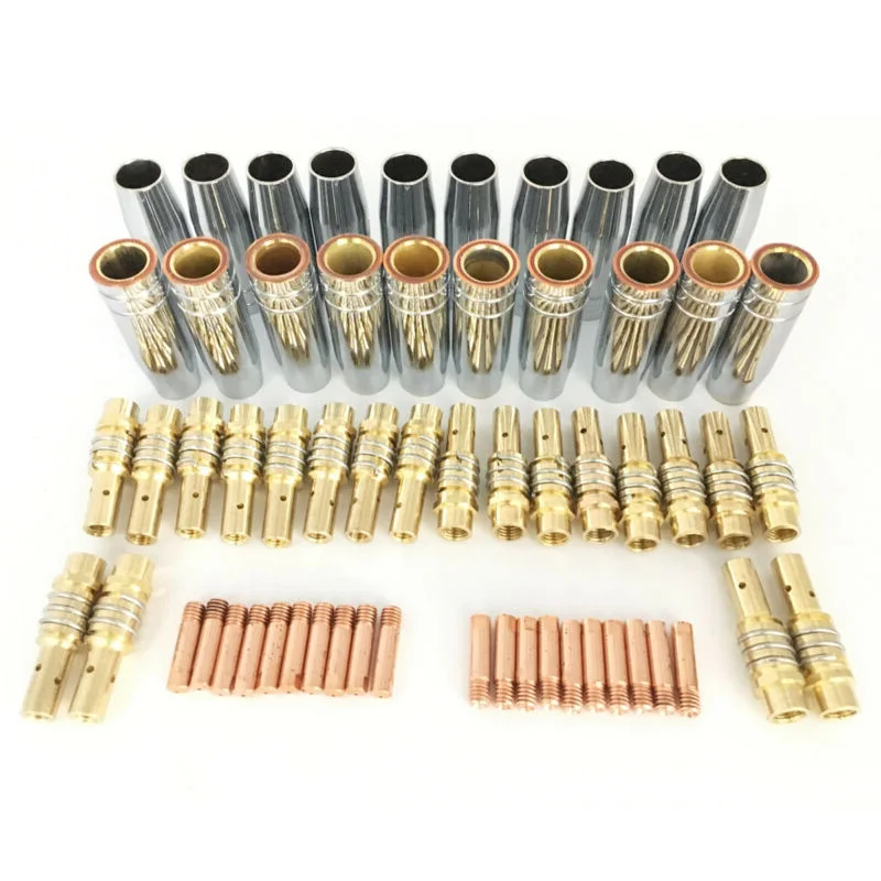 

15AK MIG Welding Nozzles Contact Tips Holders M6*25*0.8 Torch Cosumables 60pcs