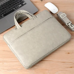 Saco do portátil de couro do plutônio para as mulheres 13 14 15.6 Polegada para macbook ar à prova de choque caso notebook carregando maleta bolsas