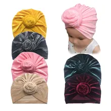 Осенне-зимняя детская чалма, заячьи ушки, цветочные повязки на голову для новорожденных, мягкие шапки для девочек, детские шапочки, шапочки, аксессуары для волос для девочек