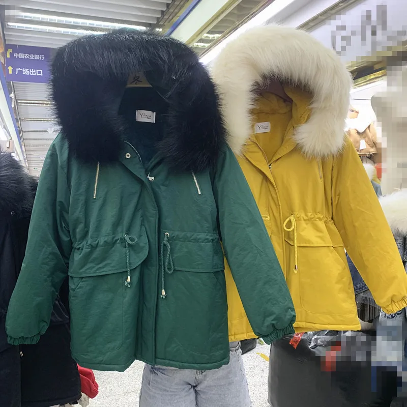 Зимние свободные хлопковые парки, куртка для женщин, модное утепленное пальто для женщин, средний-длинный пояс, теплые парки с хлопковой подкладкой