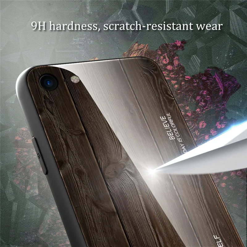 Wood Grain Phone Case For iPhone 6 s 6s 7 8 Plus 7Plus 8Plus iPhone 11 Pro 12 mini X XR XS Max SE 2020 Tempered Glass Hard Cover iphone 8 clear case