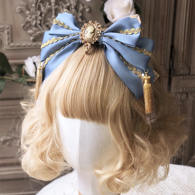 

Retro Gothic Girl Gorgeous Gold KC Hairband Headwear Palace Style Sweet Lolita Bow Tassel Hair hoop Headband Hair Accessories