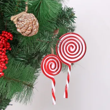 

6pcs Christmas Hanging Embellishment Plastic Red White Candy Pendants Gifts Festival Supplies