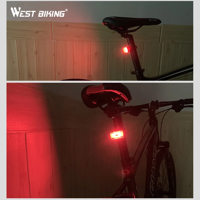 West biking Водонепроницаемый велосипед задний фонарь для верховой езды задняя фара светодиодная USB Перезаряжаемый горный велосипед велосипедный шлем свет велосипедная лампа