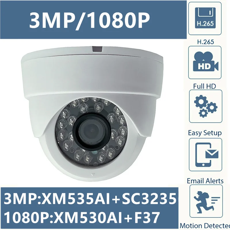 3MP 2MP IP Ceiling Dome Camera Indoor XM535AI+SC3235 2304*1296 1080P 24 LEDs IRC ONVIF CMS XMEYE P2P Motion Detection RTSP|camera 720p|poe cameracctv security - AliExpress