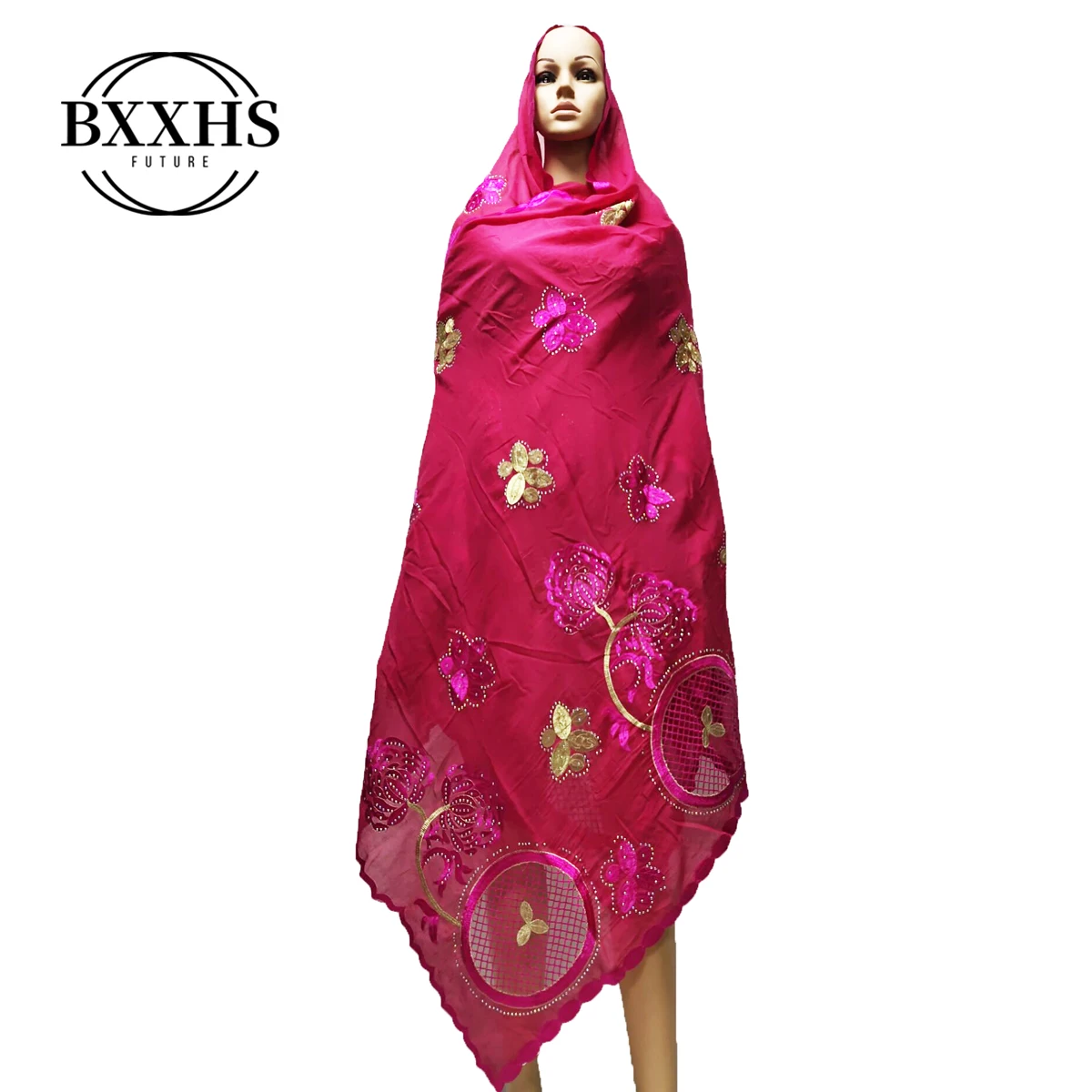 Новые африканские шарфы мусульманская вышивка женский большой шарф для Шали Обертывания платок красивый дизайнерский шарф