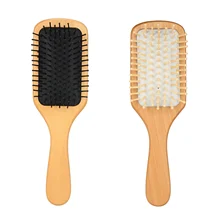 Peigne brosse à cheveux carré coussin d'air, peigne en bois Spa Massage Inserts en bois naturel peignes antistatique adapté pour dames Etc 
