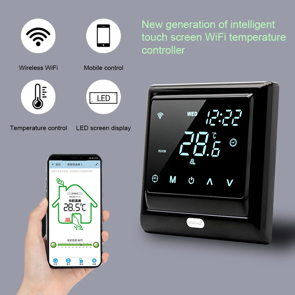 The newmh-1824 Tuya WiFi smart thermostat, used in the electric floor heating thermostat LCD panel APP voice control