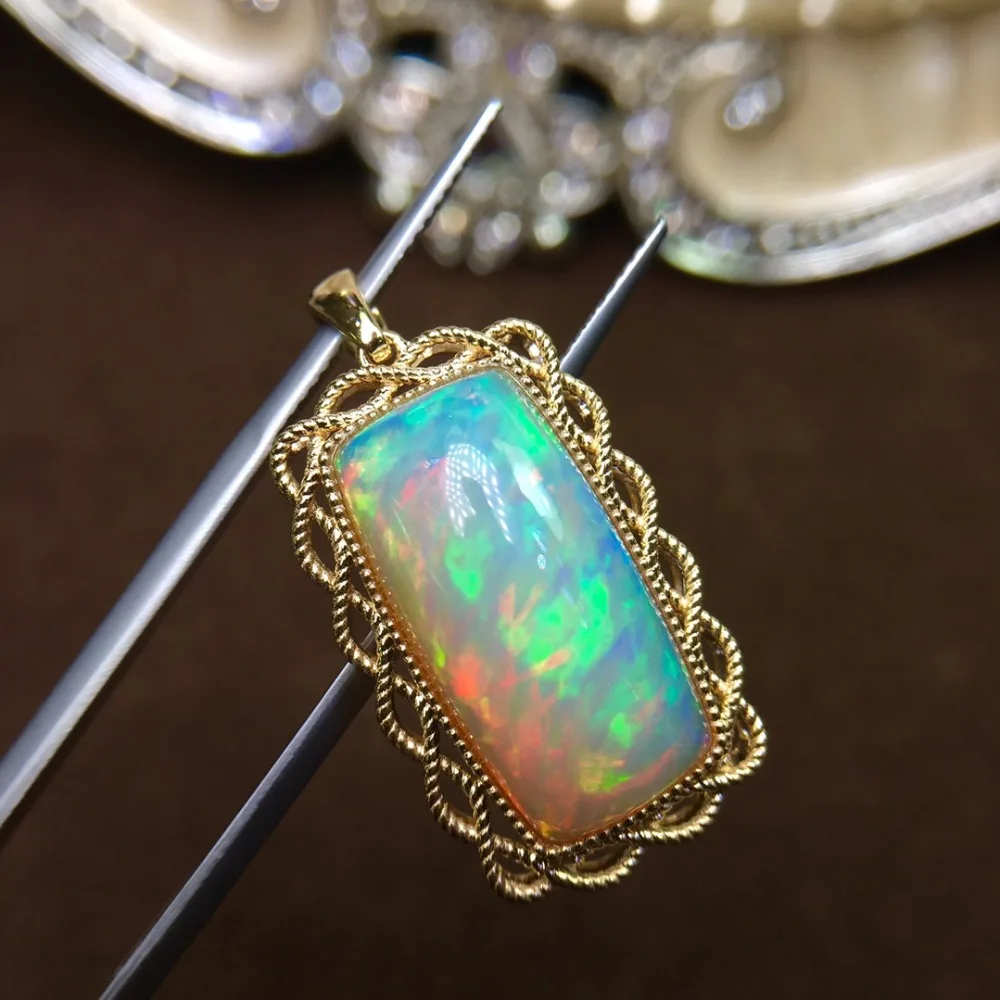 Опаловые подвески, 11ct, хорошее ювелирное изделие, настоящее золото 18 K, AU750 G18K, натуральный белый опал, подвески, драгоценные камни, ожерелья для женщин