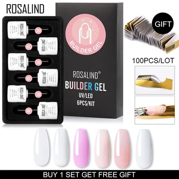

ROSALIND Builder Gel Set Nail Art Poly Gel With Nail Form Soak Off UV Led Gel Hybrid Varnishes Extension Semi Permanent Base Top