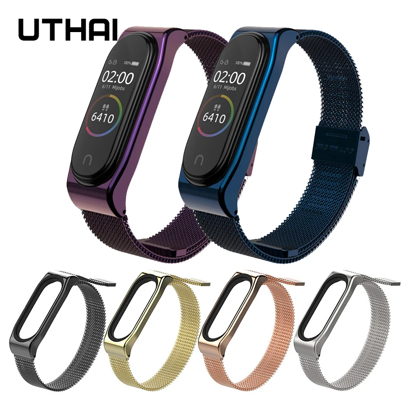 

UTHAI P45 Mi Band 4 Wrist Strap Magnetic Metal Stainless Steel For Xiaomi Mi Band 3/4 Strap