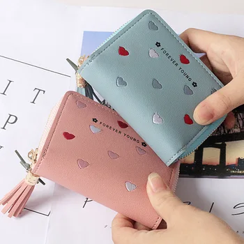 

2019Korean Version of the New Wallet Women's Short Zipper Large Capacity Wallet-Style Heart Color-Style Clutch