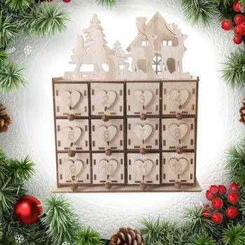 

Christmas DIY Wooden Advent Calendars Santa Claus Calendar Hotel Lobby Family Pendant with Small Drawers Christmas Decorations