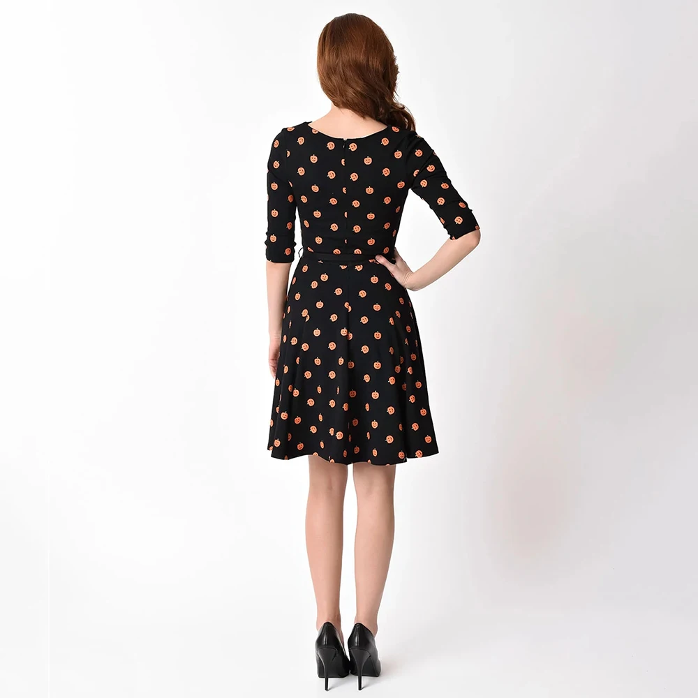 Женское платье Vestidos на Хэллоуин ropa mujer Robe Femme модное платье с круглым вырезом длиной до колена с коротким рукавом с принтом черепа плюс размер