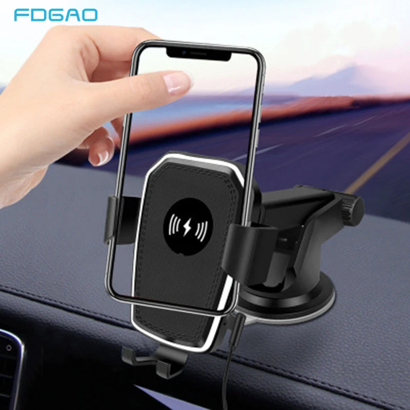 

FDGAO Wireless Car Charger Mount Stand For iPhone XS XR X 8 10W Automatic QI Fast Charging Phone Holder for Samsung S10 S9 S8 S7