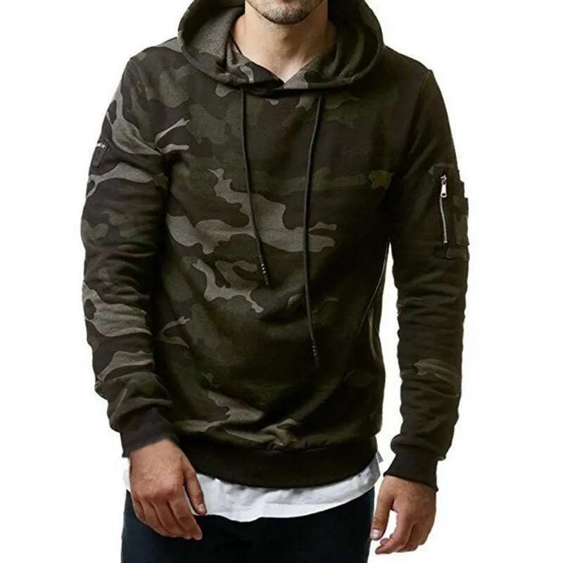 

2019 Autumn Men Hooded Sweatshirt Fashion Cool Camouflage Tracksuit Casual Long Sleeve Male Pullover Tops Plus Size 3XL