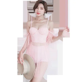 

Swimsuit Women Swimwear Bathing Suit Woman Swimming Pool Bikinis 2019 New Split Female Pure Sexy Suspender Bikini Solid