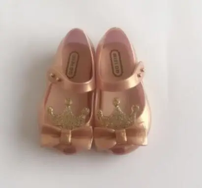 Mini Melissa/ прозрачные сандалии; вечерние туфли для танцев; сандалии с короной; сандалии принцессы с открытым носком для девочек; удобная обувь melissa - Цвет: Черный