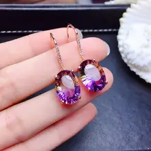  BABYLLNT New 925 Silver Color Earrings Colorful Gemstone Amethyst 18k Gold Earrings For Women Charm Jewelry Gift 