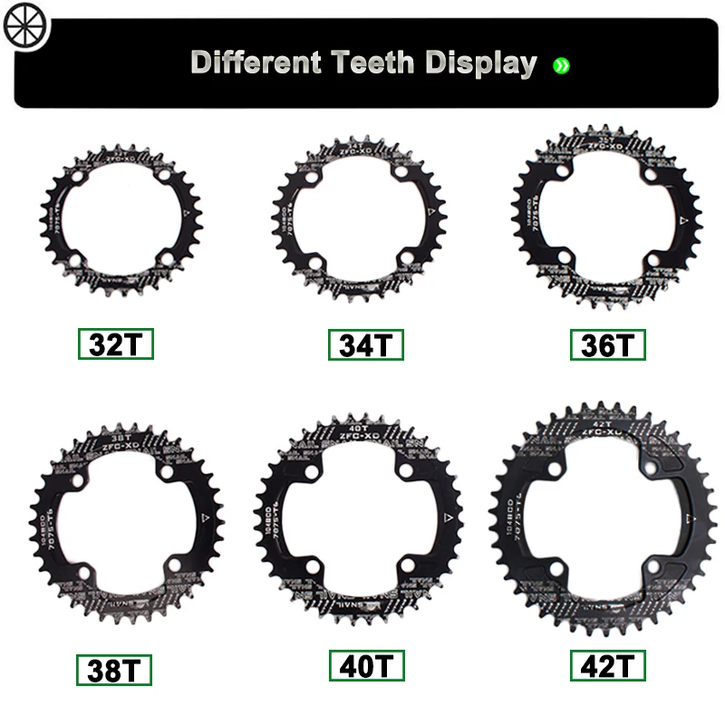 Улитка узкая широкая MTB цепь 104BCD односкоростная Горная дорога велосипед овальная цепь кольцо велосипедная Звездочка 32 34 36 38 40 42T