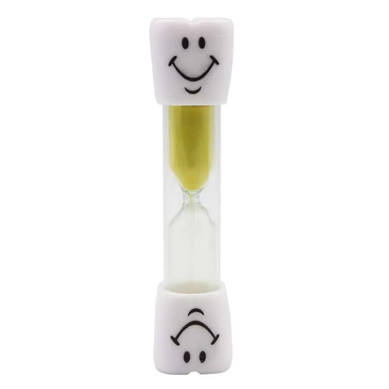 1pc Dental Teeth Shape Sand Hourglass Smiley Sand Clock Kids Tooth Brush Timer 3/Three Minutes Sand Glass Dentist Gifts Tools - Цвет: Yellow