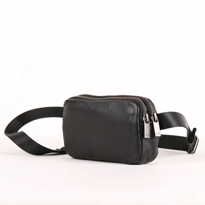 New Fashion Waist Packs Men Genuine Leather Chest Bags Top Handmade Small  Messenger Crossbody Bag Mini Travel Phone Bag Lovers