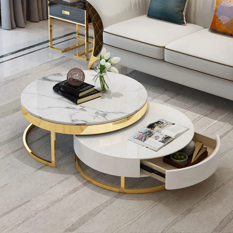 Easyliving 2019 Новый мраморный журнальный столик из нержавеющей стали простой