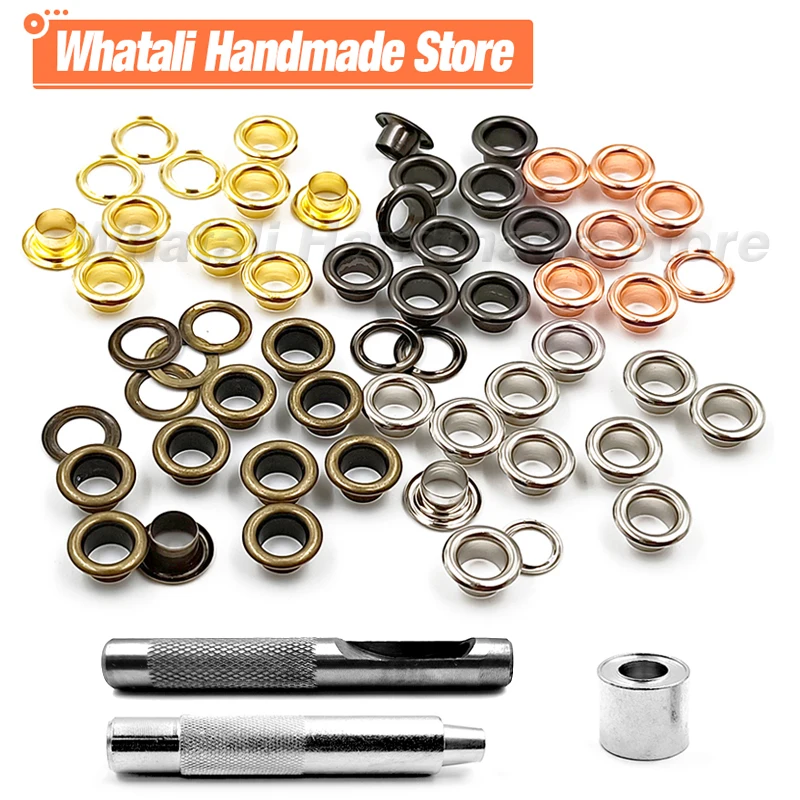 Mix 5 Colors Metal Eyelet Grommets Eyelet Punch Die Tool Set For DIY Leathercraft Clothing Accessories Shoes Belt Bag 50set