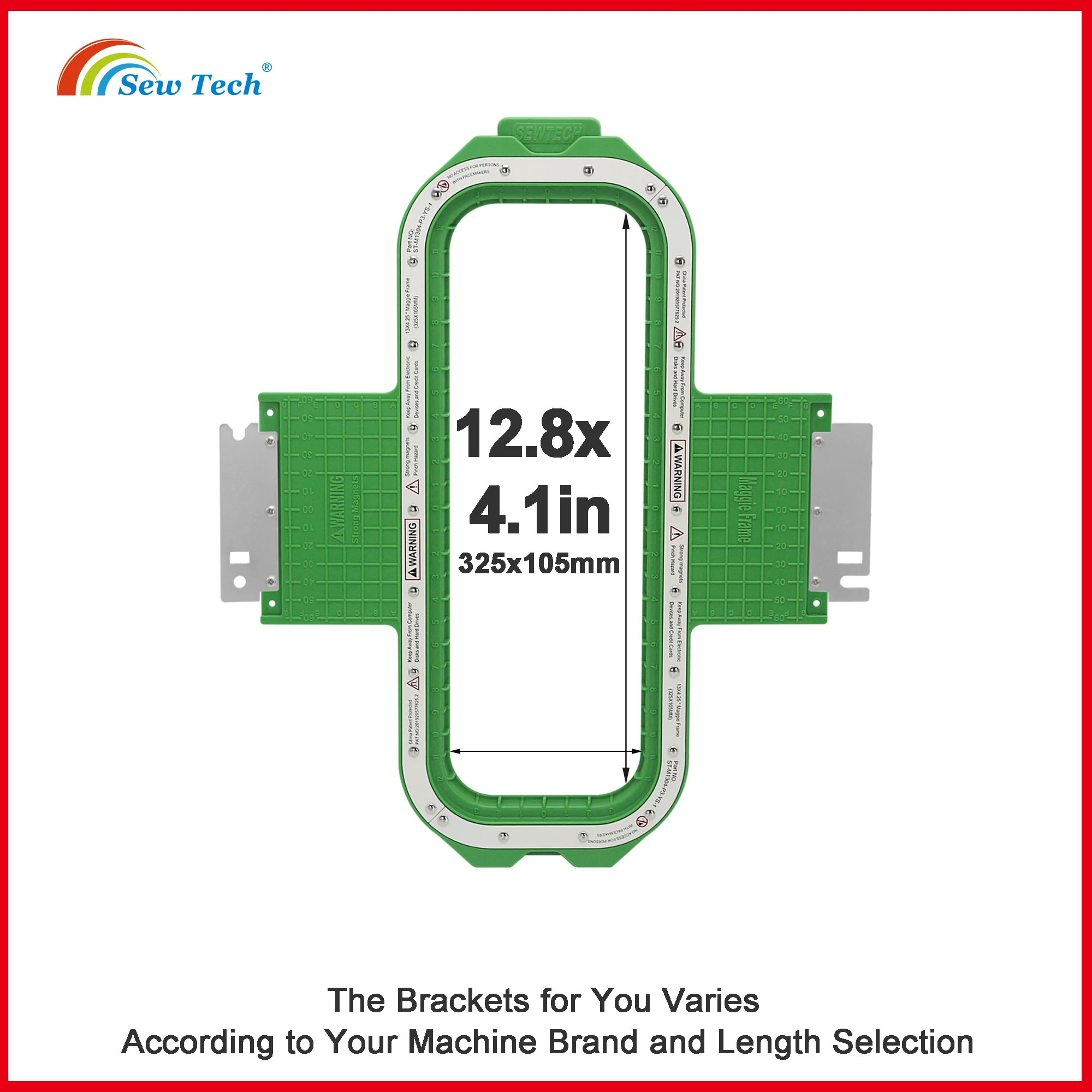 12.8x4.1in 325x105mm