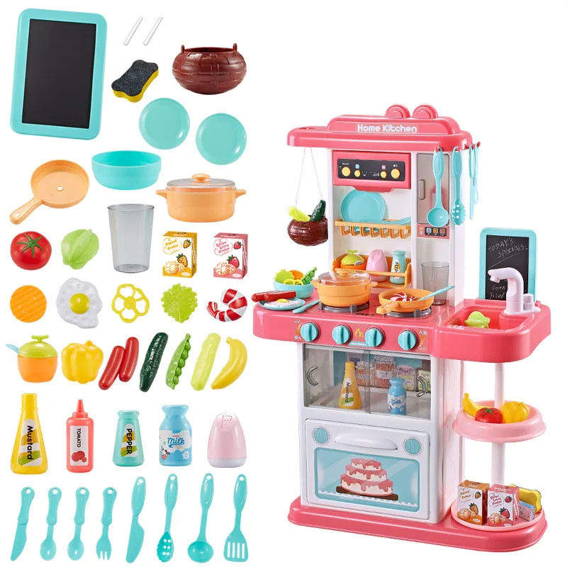 Pink spray style Игрушки для игрушечной кухни с музыкальной водой для ролевых игр, кухонные принадлежности, набор для приготовления пищи, подарок для детей - Color: Pink spray style