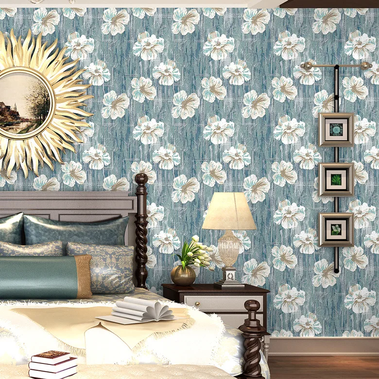 

The New American-Style Retro Background Wallpaper Bedroom Living Room Northern European-Style Non-woven Wallpaper Top Grade Hote
