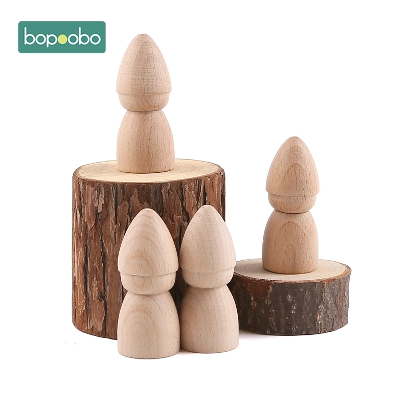 Muñecos de madera hechos a mano con clavija en blanco, figuras sin pintar, muñecos de madera dura, recuerdos para bebés, 1/2/5 Uds.
