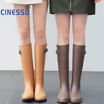 

Rubber Rainboots Women's Rain Boots Waterproof Matte Knee-High Wellies Wellington Boots for Garden Work Boots