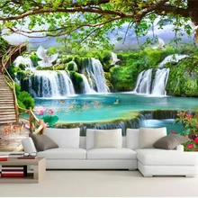 3d шелковая настенная бумага, продвижение стен, Красивый водопад, пейзаж на заказ, теплая романтическая семейная декоративная настенная бумага