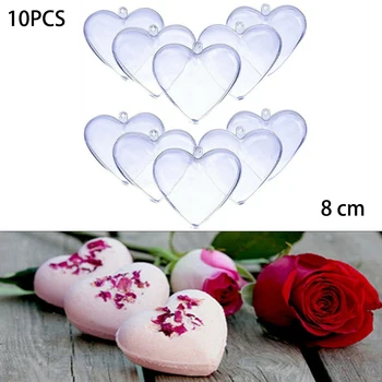 

10pcs Clear Plastic Craft Heart Transparent Bauble Favours Wedding Xmas DIY Heart Ball Christmas Tree Transparent Ball Can Open