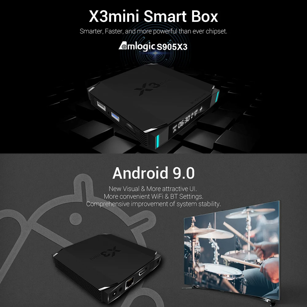 VONTAR X3mini 8K 4GB 64GB 32GB Amlogic S905X3 Smart tv BOX Android 9,0 Dual Wifi BT 4K 1080p Youtube Netflix X3 mini телеприставка