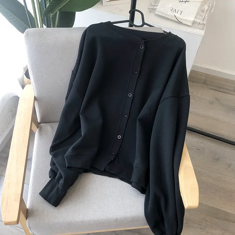 

Spring and autumn new ladies cotton sweater round neck cardigan
