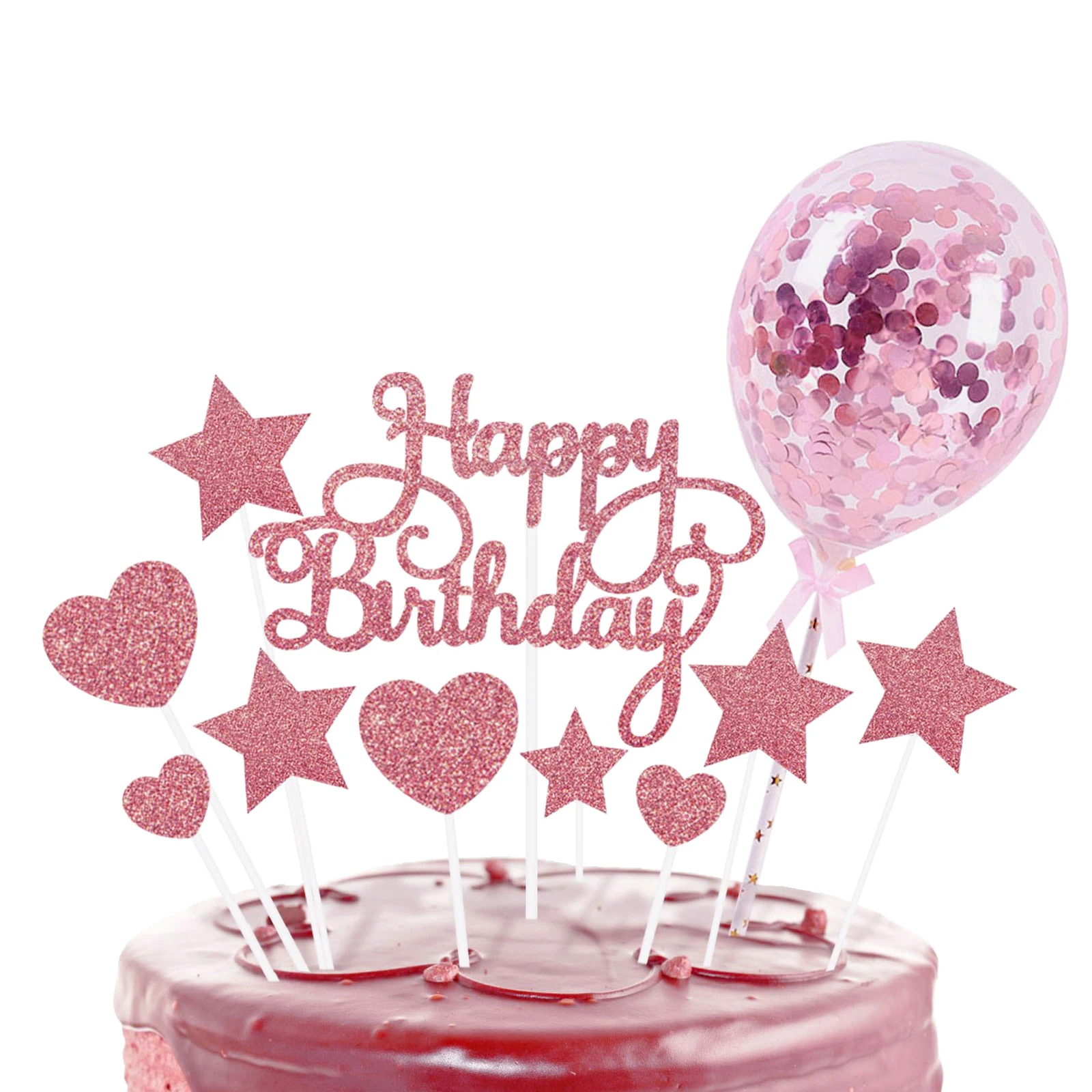 Glittery Happy Birthday Cake Topper- Birthday Party Decorations, Birthday Cake Glittery Happy Birthday Cake Topper- Birthday Party Decorations, Birthday Cake