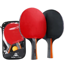 3-stars E20 Table Tennis Bat 7 Layers Wood Racket Long Short Handle Ping Pong Paddle Racket Pimples In With Bag For Beginners