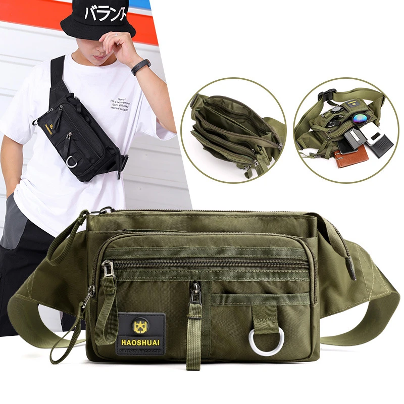 

Haoshuai Waist Bags Men Vintage Design pockets Back Pack multi function Packs Super cool extraordinary distinctive New design