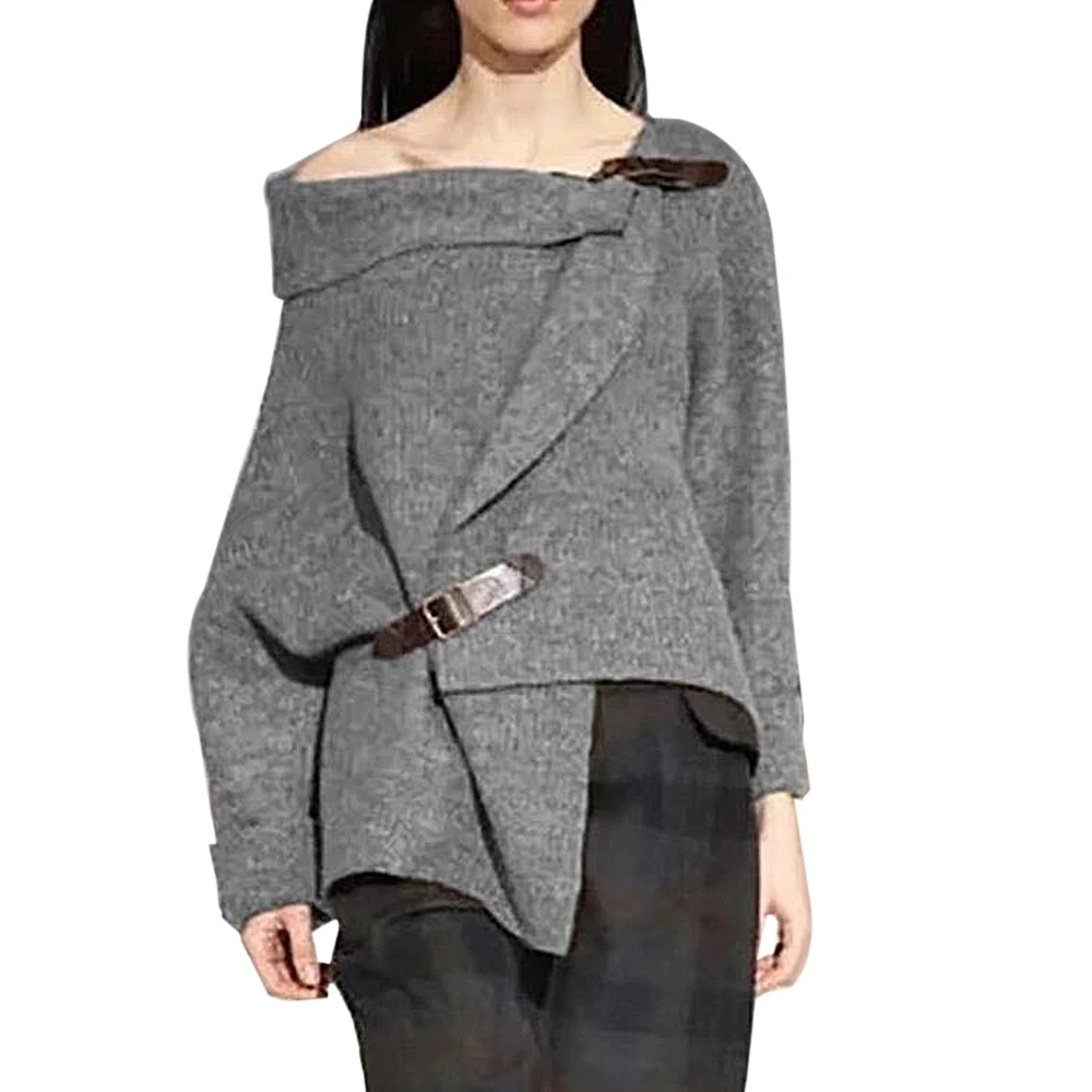 Womens Off-shoulder blouses 2020 Spring Fashion Irregular Blouses Long Sleeve Solid Ladies Warm Tops Casual Patchwork Shirts
